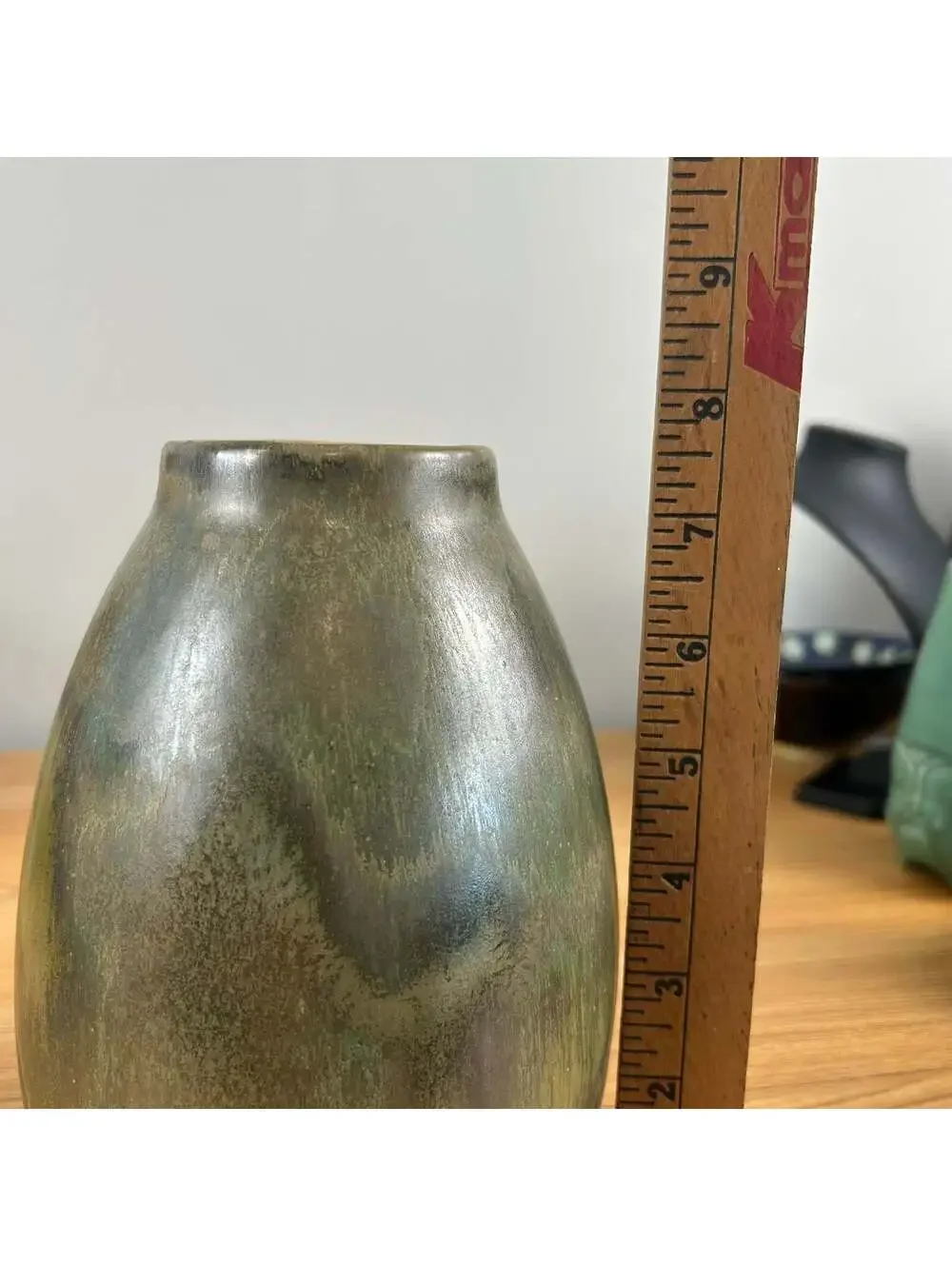 Red Wing Nokomis 1930s Vintage Art Pottery Olive Green Brown Ceramic Vase 206